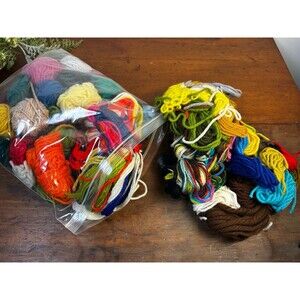 Lot of Vintage Yarn Mixed Variety of Colors Wool & Acrylic Approx 1 Pound